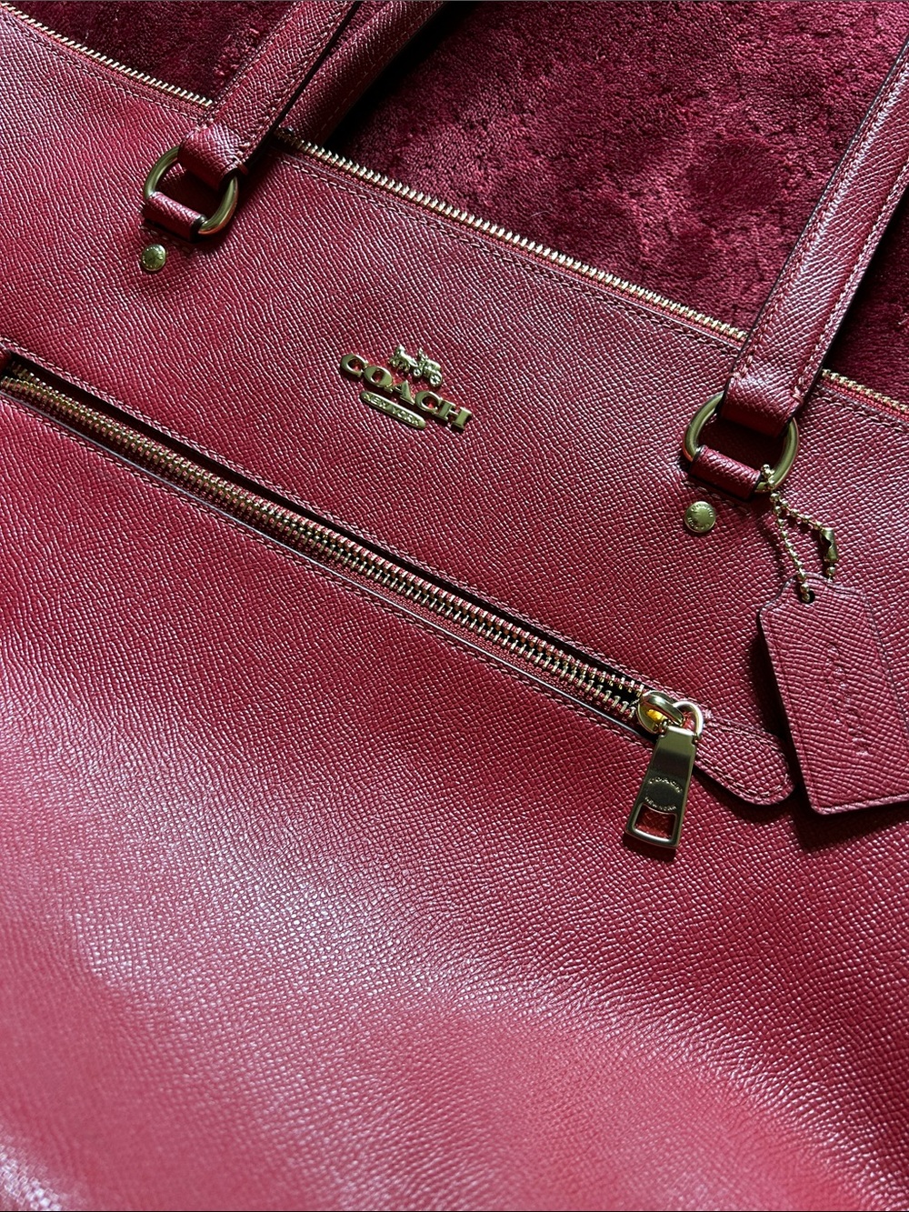 Coach 79608 Red Leather Tote with Front Zip Pocket. Beautiful bag. - Picture 2 of 8